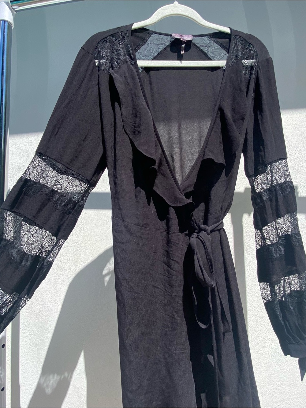 Hale Bob Whimsygoth Black LaceWrap Midi Dress Size Medium - Picture 4 of 13